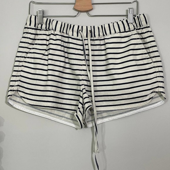 J. CREW | SHORTS STRIPED SIZE M OFF WHITE / DARK BLUE LINEN COTTON